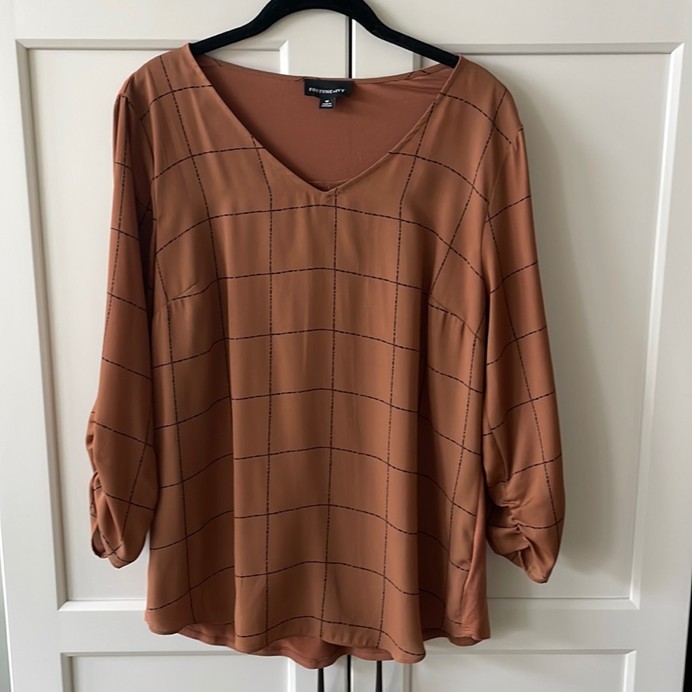Fortune+Ivy Mixed Media Shirt, size M